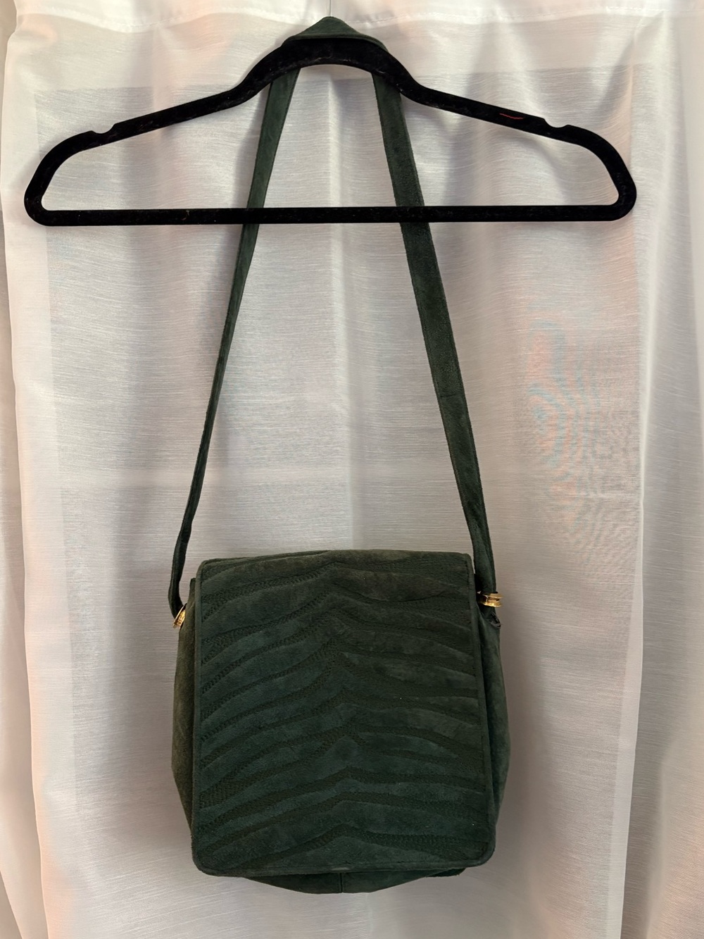 Adrienne Vittadini green suede crossbody bag